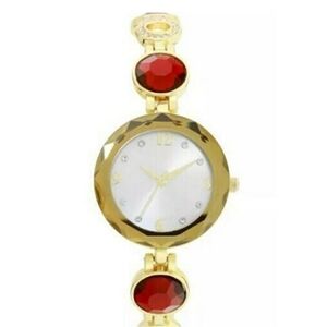 Charter Club Women's Gold-Tone Ruby Crystal Bracelet Watch 32mm